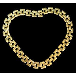 Vintage Goldtone Trifari Panther-link Choker Necklace 1980s